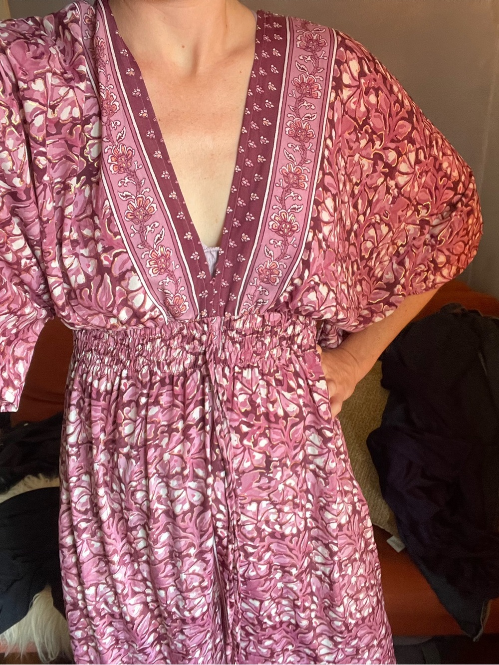 White Waves Kimono Wide Leg Jumpsuit - Picture 2 of 13